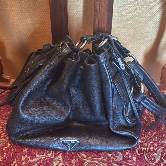 Prada Black Leather Drawstring hobo bag in very nice condition. - Picture 6 of 6